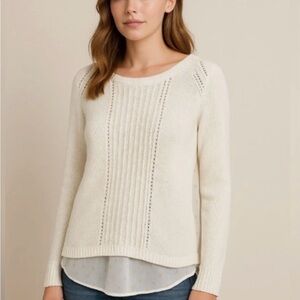 Lucky Brand Cream Crew Neck Sweater